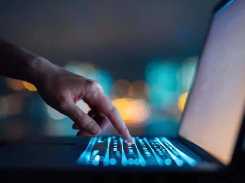 laptop computer being used for content writing